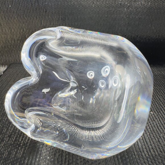 ORREFORS Sweden Clear Heavy Glass Crystal Flower Shaped Votive Small Dish Bowl - Picture 6 of 7